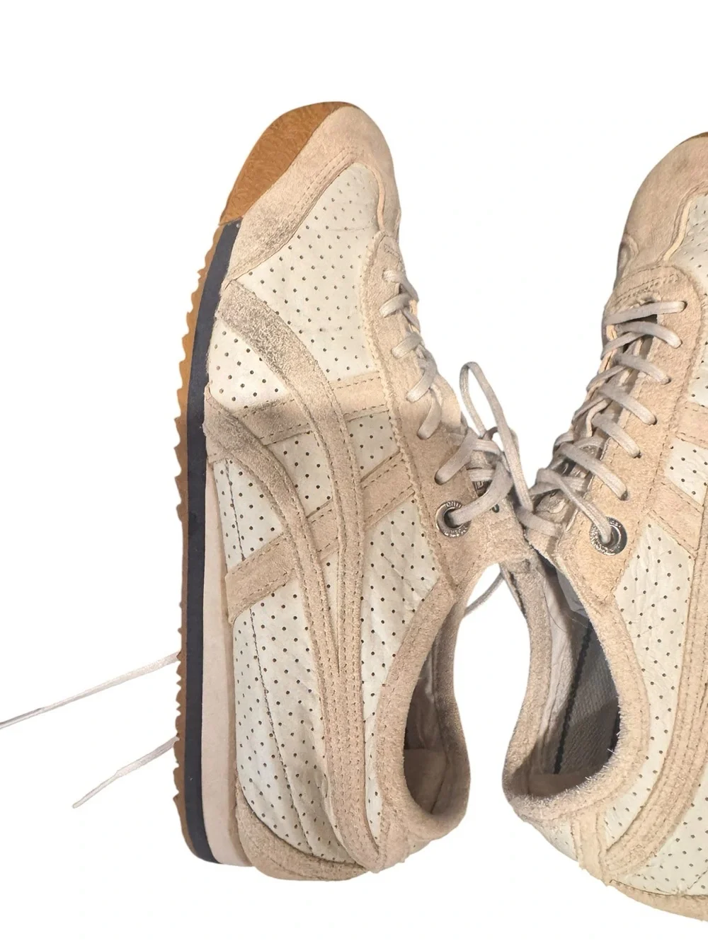 Onitsuka Tiger by Asics Women's Light Beige Suede & Leather Sneakers Sz 4